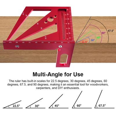 3D Multi-Angle Measuring Ruler Versatile Woodworking Tool Hole Rulers with Preset Angles for