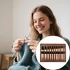 12Pairs Wood Knitting Needle 3.5-10mm Interchangeable Circular Knitting Needle Set with Storage Bag for Sweaters Scarves