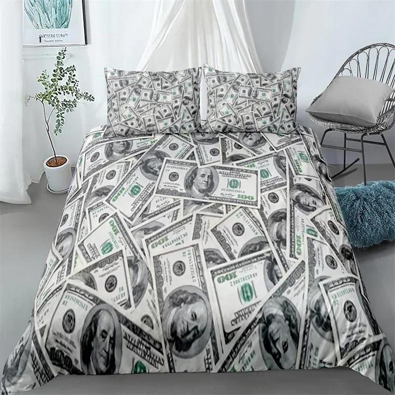 3D Printed Dollar Bills  Bedding Set,Duvet Cover Comforter Bed Set Quilt Cover Pillowcase,King Queen Twin Size Boys Girls Adults