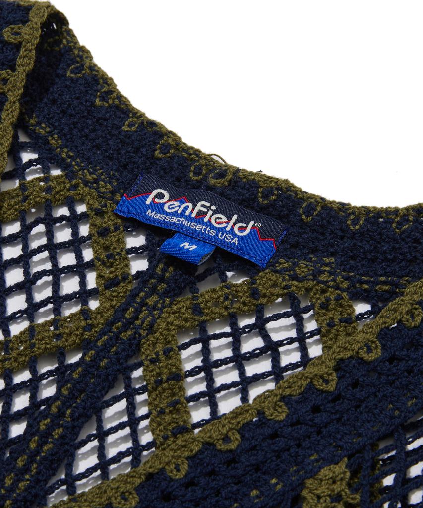 PENFIELD Western Contrast Point Knit Vest Cardigan Navy_Fs2Ne66F