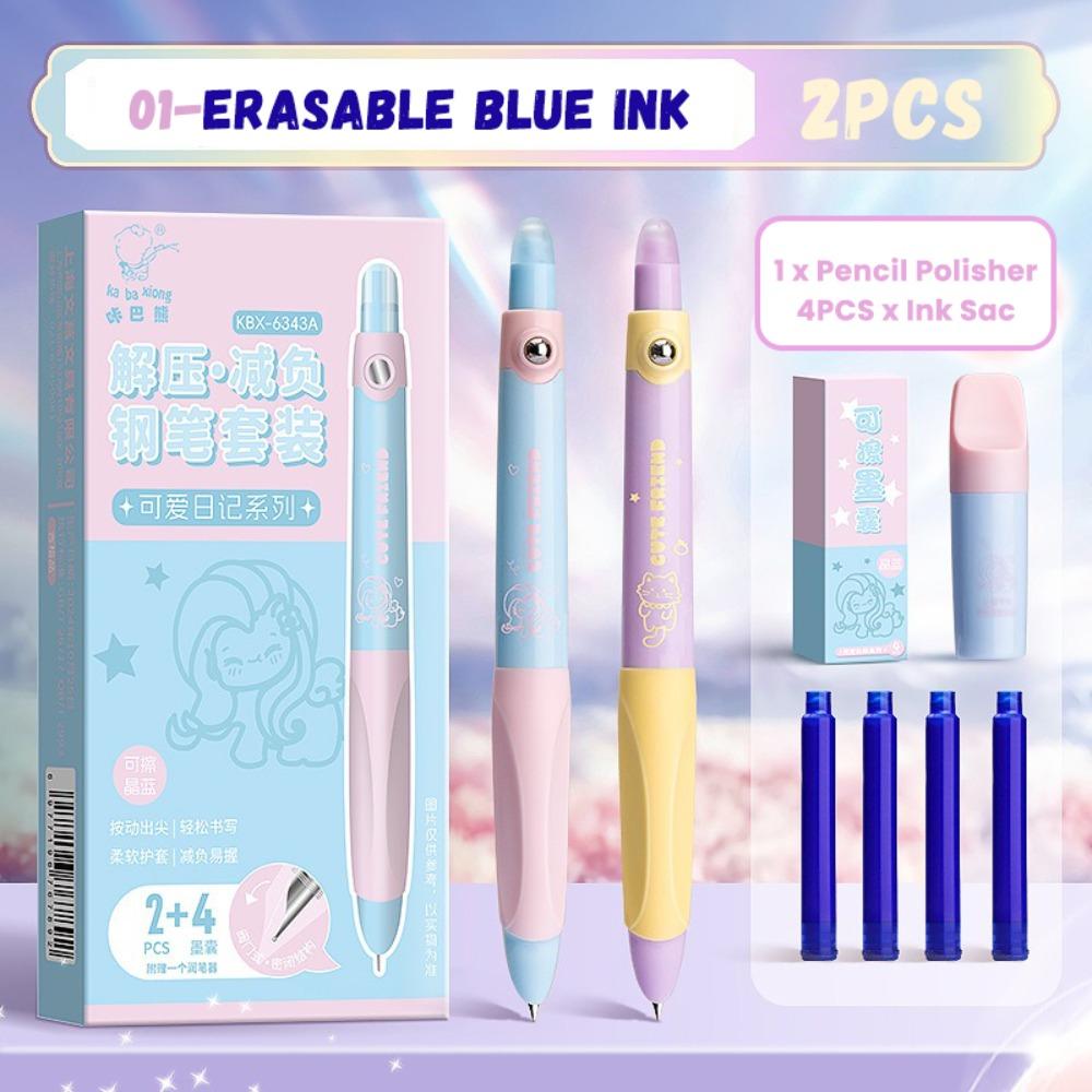 Erasable Gel Pen Black/Blue Ink Neutral Pen Cartoon Writing Drawing Tool  Students Gift