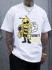 Light Gray Honey Bee Graphic T-shirt - Casual Summer Short Sleeve Crewneck with "Honey Dealer" Print