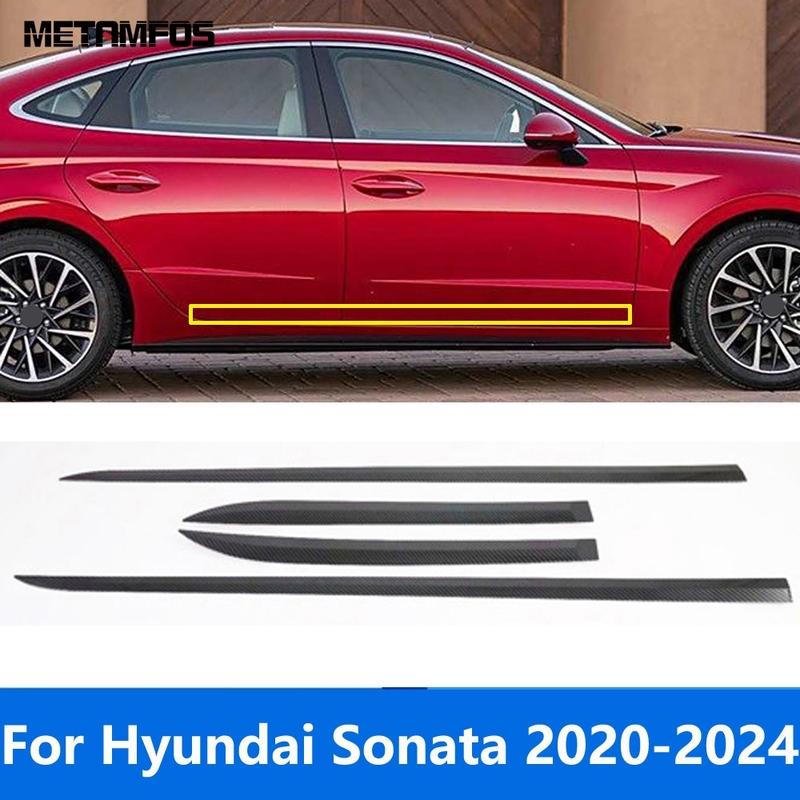 For Hyundai Sonata 2024 Carbon Fiber Door Side Line Strip Body Skirt Molding Trim Exterior Accessories