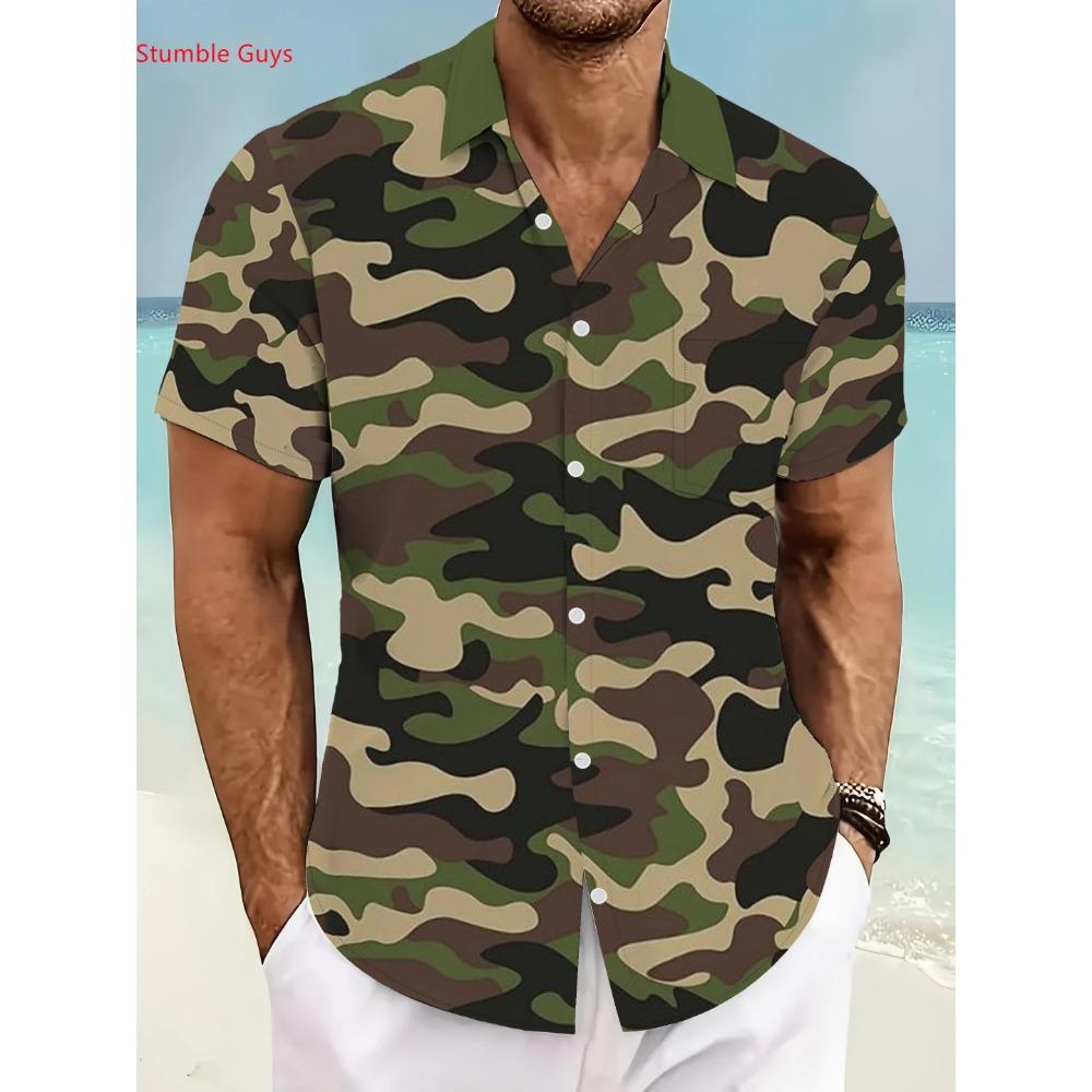 

Fashion Tropical Hawaiian Shirt Men Summer Casual Man Short Sleeve Stylish Print Beach Wear Breathable Party Holiday Tops S