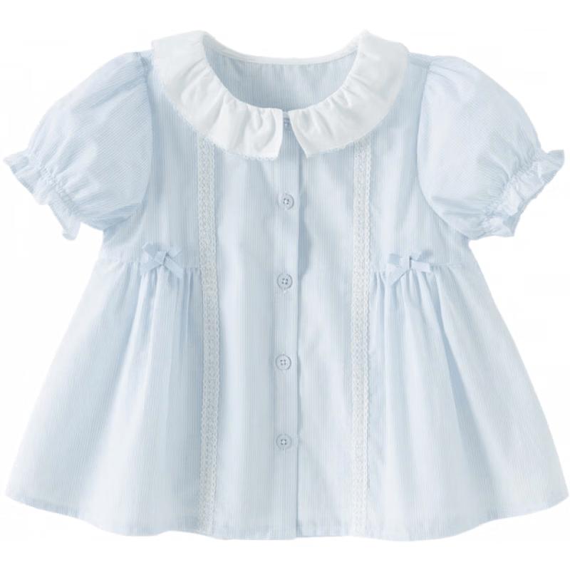 DAVE & BELLA Girls  Striped Short Sleeve Shirt 140 сине-белых полос