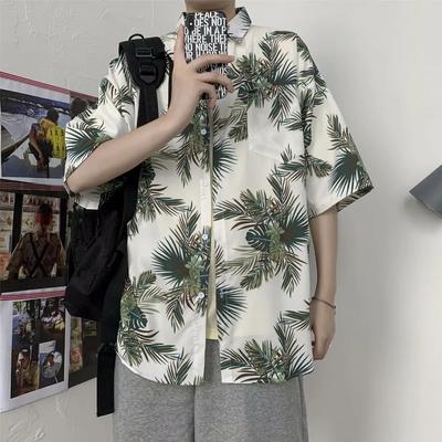 Camisa Masculina de Férias Estampada de Manga Curta