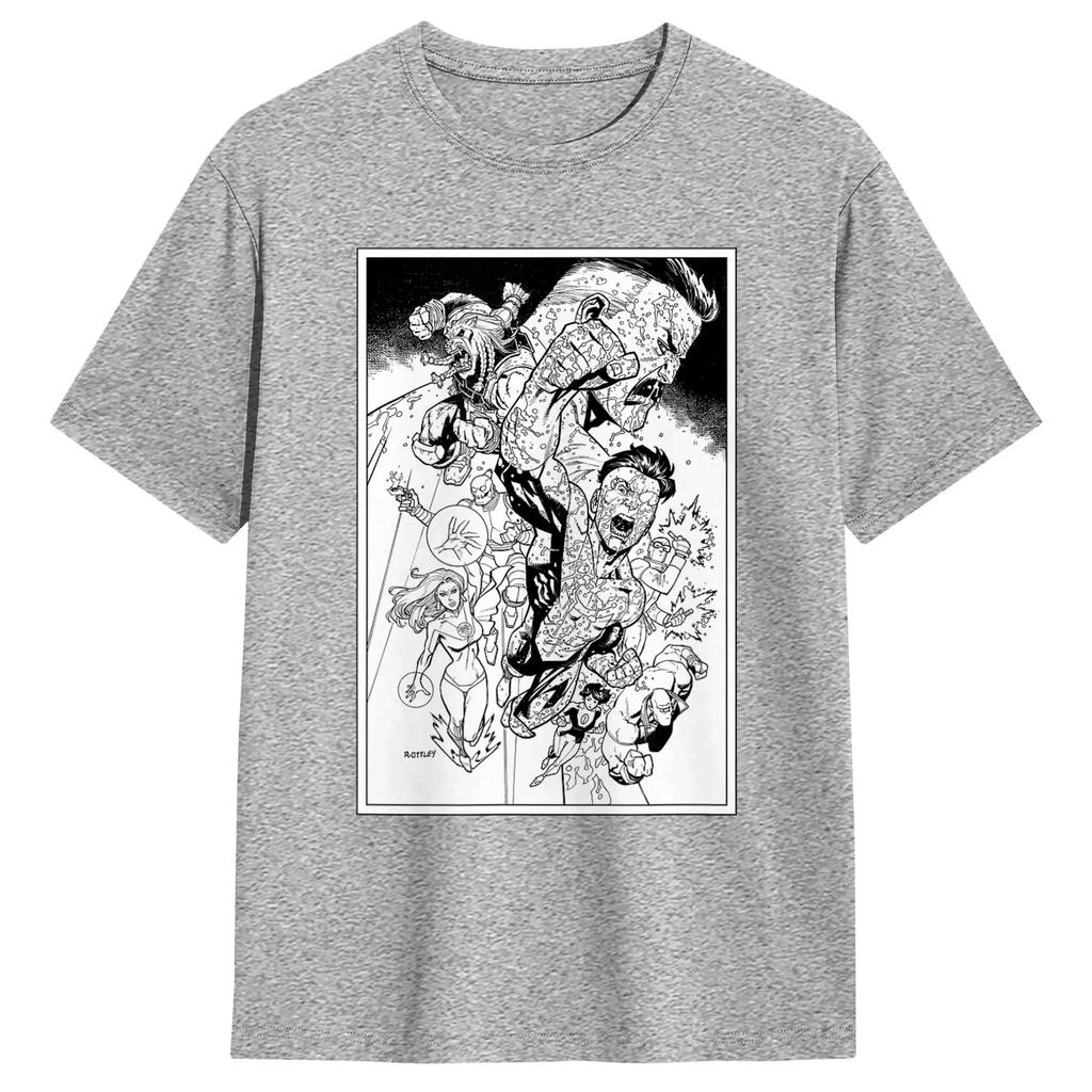 Summer Fashion Trendy Tee Unisex Women Invincibles Character Montage T Shirt Cotton Clothes Leisure Short Sleeve Crewneck Tees