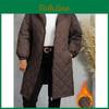 Cappotto di Cotone a Quadri Oversize con Cappuccio Taglia Plus da Donna di Media Lunghezza Ampio Giacca Imbottita Monocolore