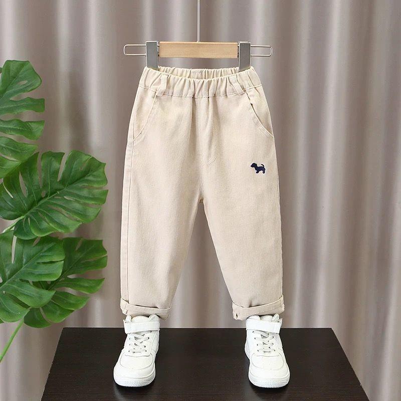 Pantaloni Lunghi Casual Eleganti da Ragazzo in Puro Cotone Lavato per Primavera e Autunno