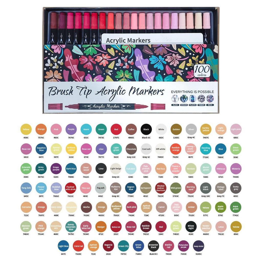 Double-Headed Acrylic Marker: Layered Doodle Pen Tip, Quick-Drying, Waterproof, Colored Marker.