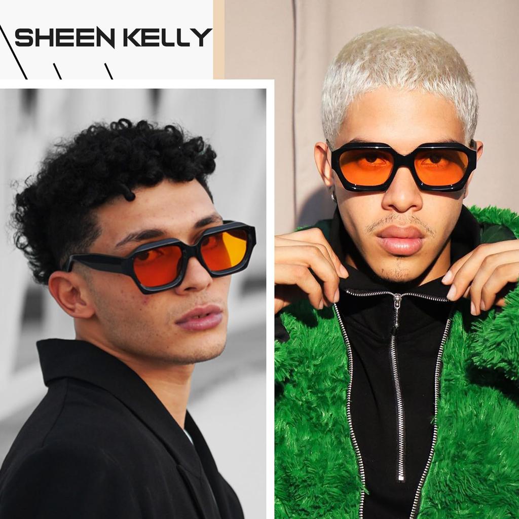 hexagonal and chunky black 90s style eyeglasses [SHEEN KELLY] Retro, thick, sunglasses, men's women's fashion, oversized, sunglasses,