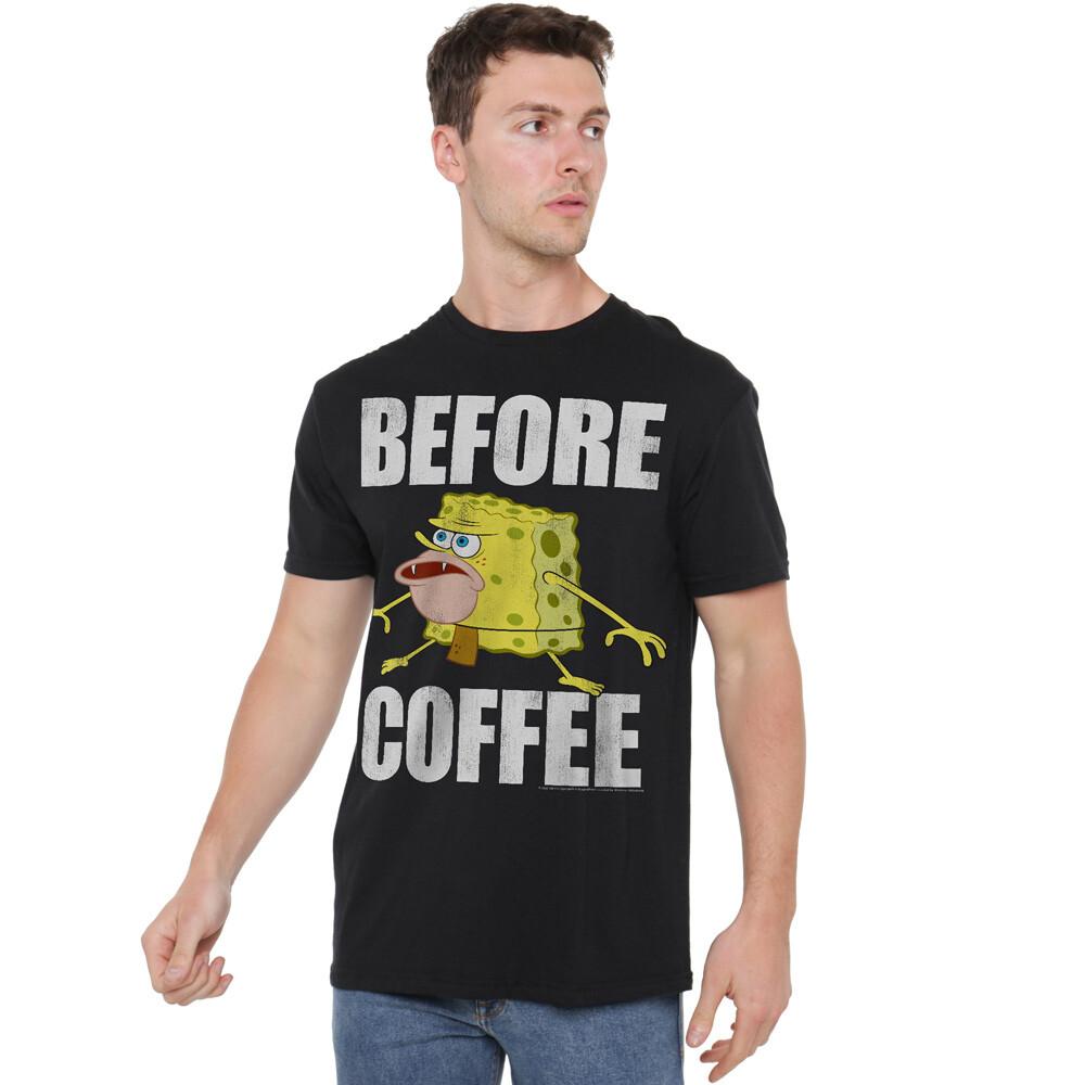 Spongebob Before Coffee Meme T-Shirt S-2XL Black L