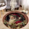 Premium Flannel Christmas Santa Claus Round Rug, Non-Slip and Machine Washable Floor Mat for Living Room, Bedroom  Home Decor