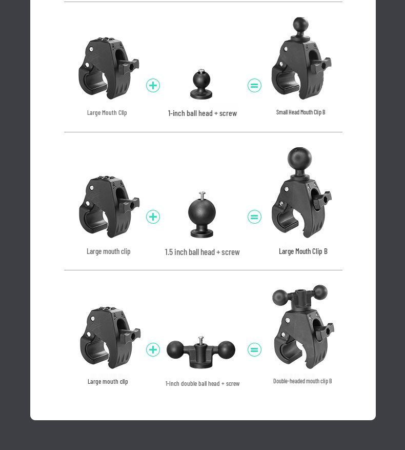 Quick-Release Forklift Handle 1.5" Ball Head Clip for 1841mm Off-Road Vehicle Luggage Rack Tube Clamp