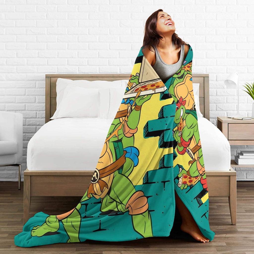 TMNT Game Flannel Blanket Warm Throw Blanket for Home Decor Decorative Graphic Bedspread Sofa Bed Cover