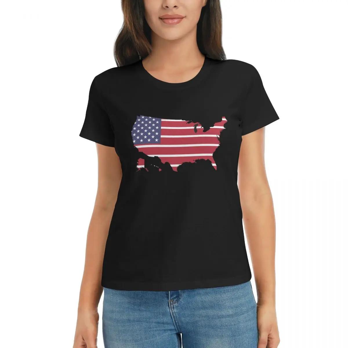 

Women TShirt USA American Flag Summer Short Sleeve Tees Round Neck Cotton T Shirts Clothes Tops Streetwear 4XL