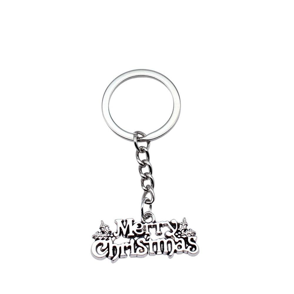 Merry Christmas Keychain Letter Charm Holiday Key Holder 28mm Ring