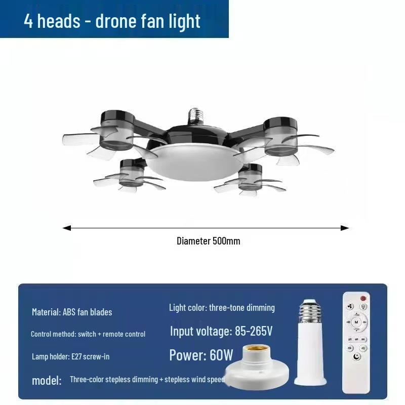 Nordic Style Remote Control Ceiling Fan with Light - Variable Frequency, Strong Wind for Bedroom