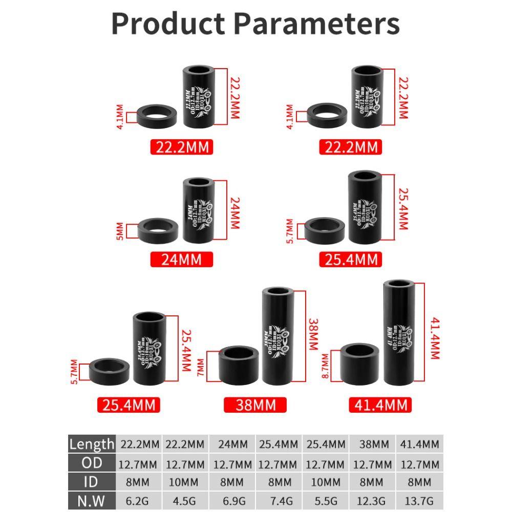 Aluminum alloy Mountain Bike Rear Shock Bushing 22 24 32 44mm 50 52 54 68mm DU Bushing Soft Tail Shock Absorber Sleeves