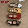 Fashion Female Buckle Strap Women Mary Janes Flats Shoes Shallow Footwear Fashion Strange Toe Ladies Flats Lolita Shoes