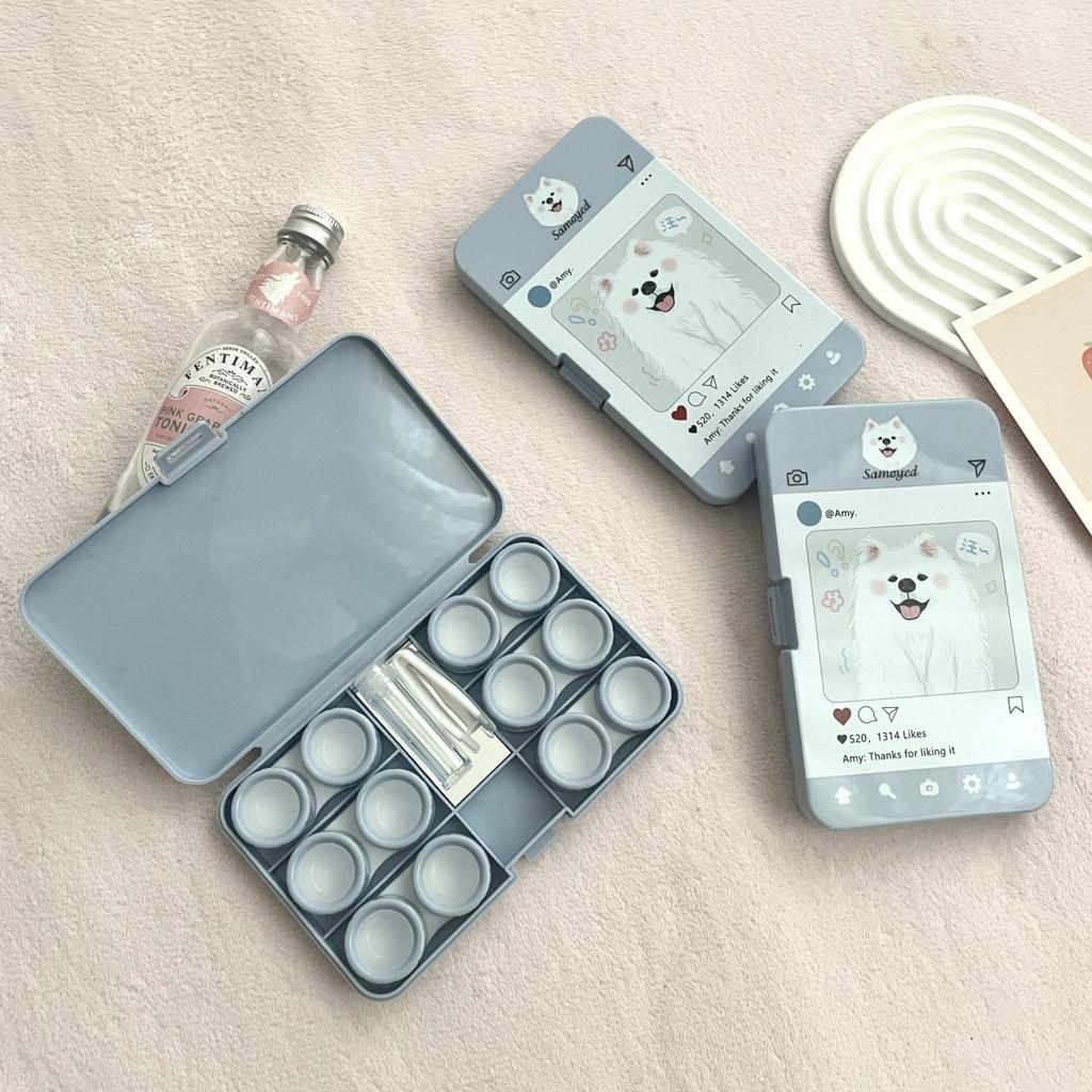 Contact Lens Case Odorless Cartoon Lens Case Contact Lens Storage Box Lightweight For Makeup Bag Travel Suitcase