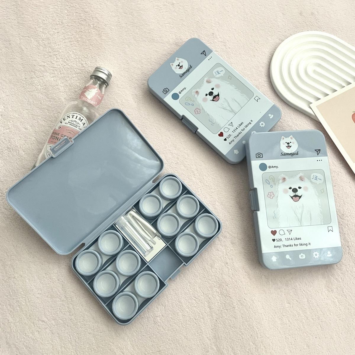 

Contact Lens Case Odorless Cartoon Lens Case Contact Lens Storage Box Lightweight For Makeup Bag Travel Suitcase синій