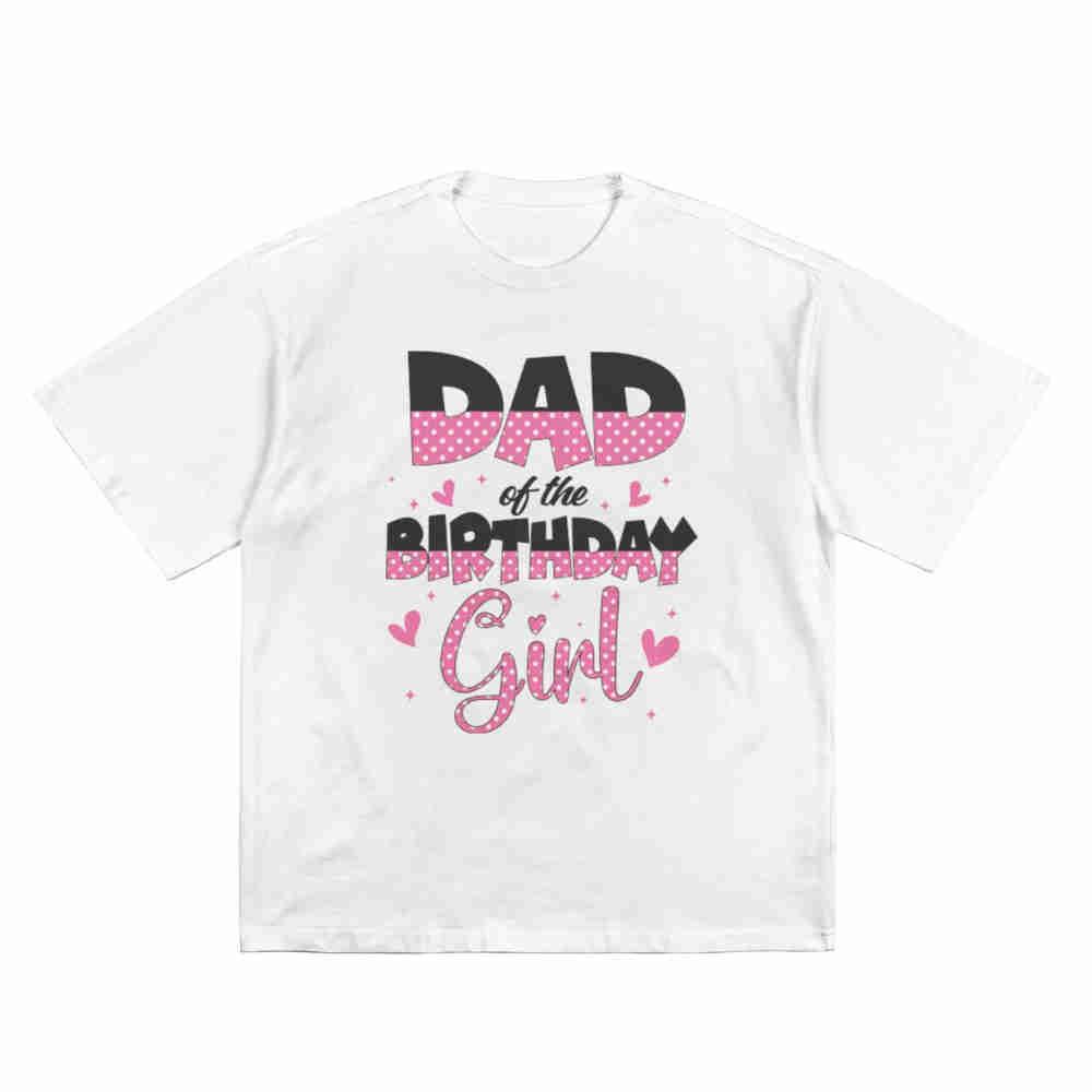 Dad Of The Birthday Girl Polka Heart Short Sleeve Tee 100 Cotton Tshirt
