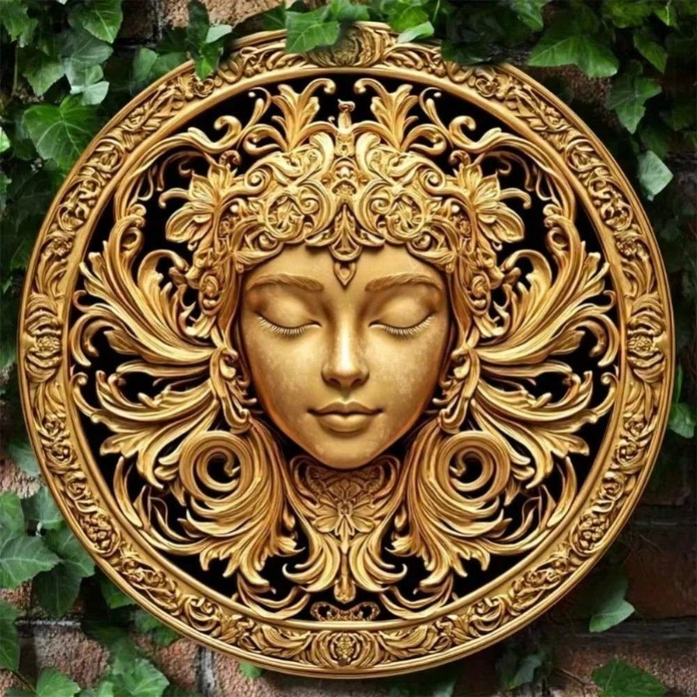 Golden Buddha 2D Flat Wall Art for Home Office Kitchen Cafe Decor