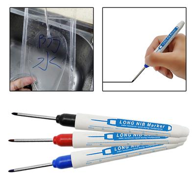 3pcs Permanent Carpenter Marker Pen  1mm Extra Long Tip Black Red Blue