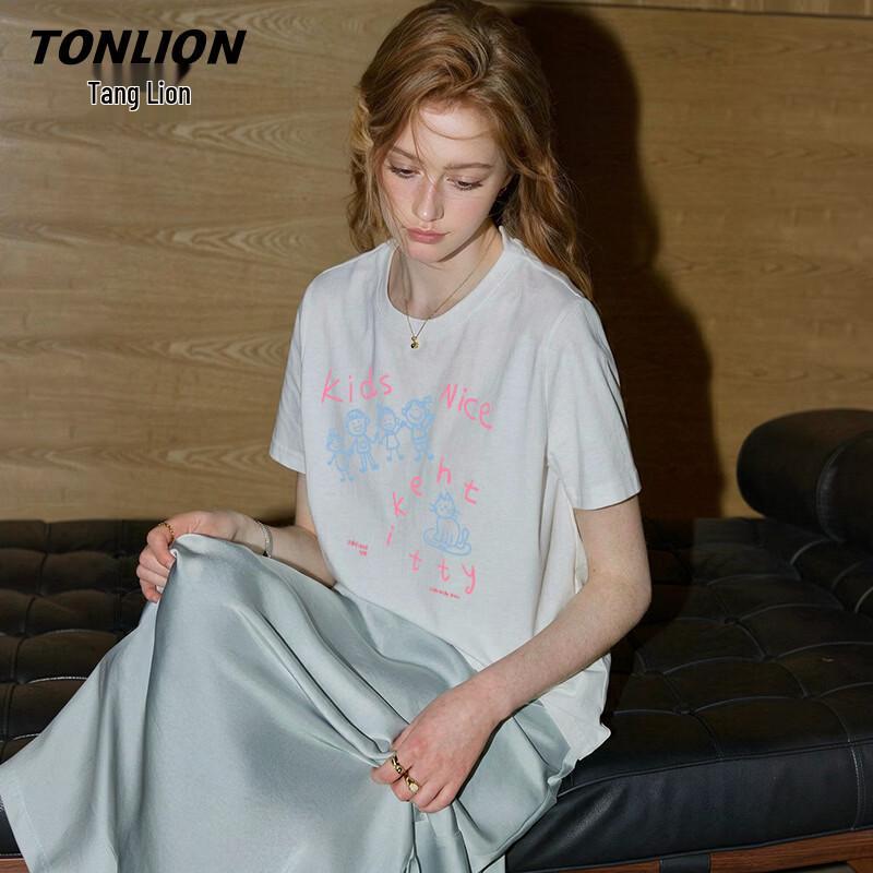 

TonLion Women s Mercerized Cotton Short Sleeve T-Shirt L