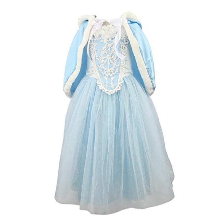 

Frozen Queen Elsa Winter Princess Hooded Fur Shawl Dress 150 cm