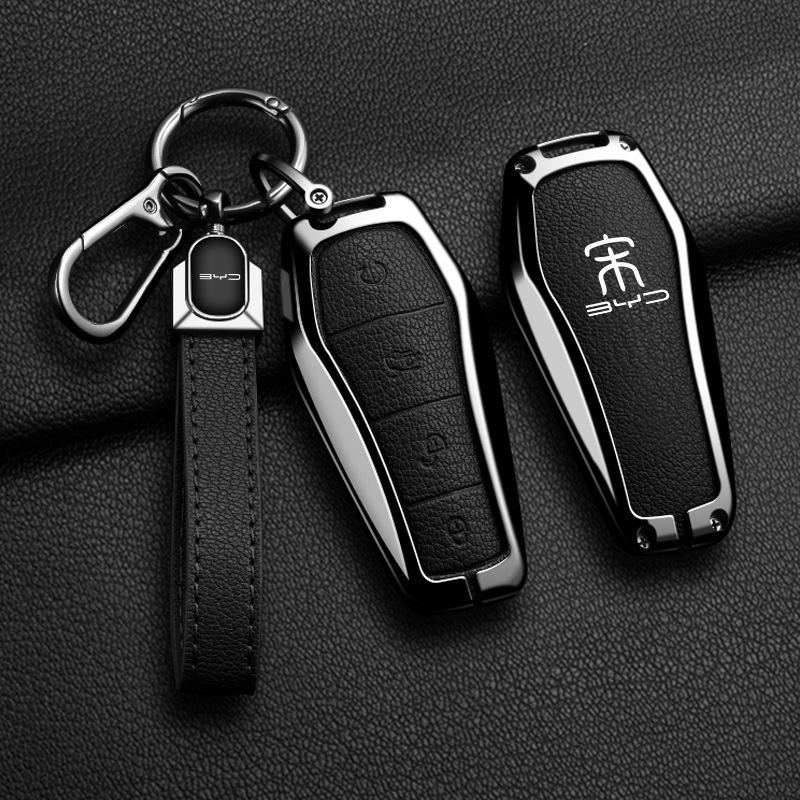 2022 BYD Song and Han Key Case: Thousand Mountains Green Car Key Bag with Metal Shell and Buckle.