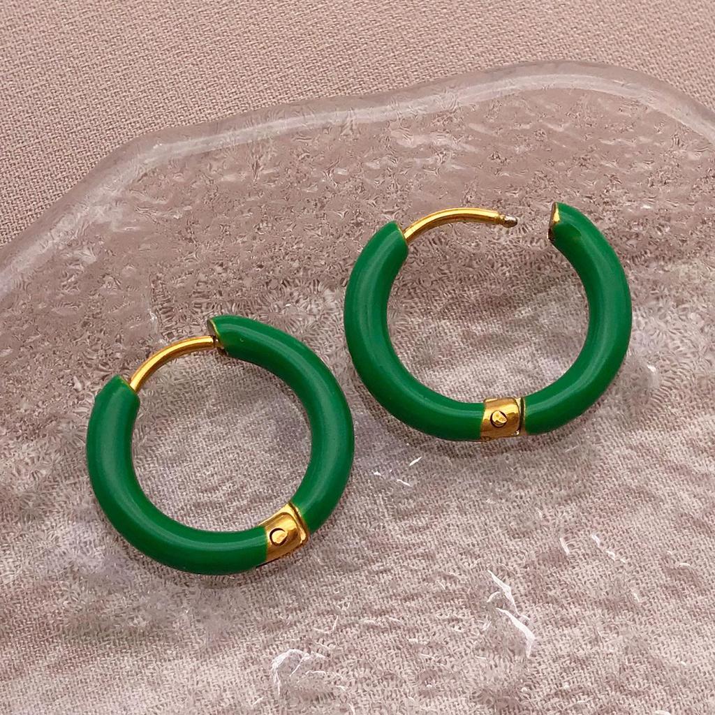 European Style Enamel Circle Earrings: High-End Versatile Women's Ear Jewelry