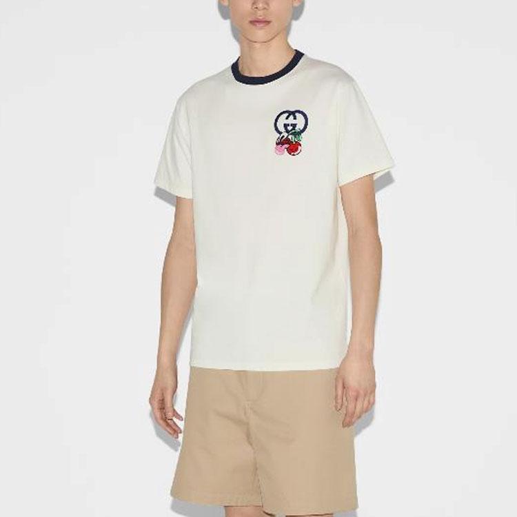 Gucci T-Shirts Men's Ecru Crew Neck Moderate 785345-XJGIK-9088