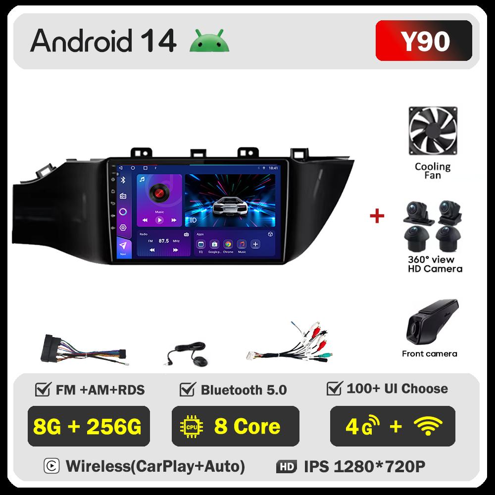 Android 14 For Kia Rio 4 IV FB 2020-2021 Car Carplay Screen Video Player Smart Intelligent Systems GPS Navigation Android Auto