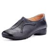 2026 Autumn New Casual Small Leather Shoes Women's Medium Heel Lazy Shoes Comfortable Soft Sole Leather Mother Shoes