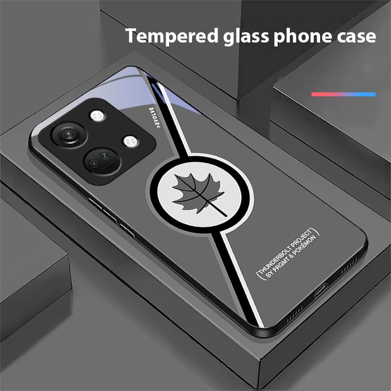 Maple Leaves Yellow For OnePlus Nord 3 5 6T 7 Pro 8 12 10T Reno8 Lite 5G 10R Nord N30 Hard Shell Tempered Glass Phone Case Black