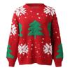 2025 Women's Embroidered Christmas Sweater - European & American Style Crew Neck Pullover with Snowflake and Tree Design