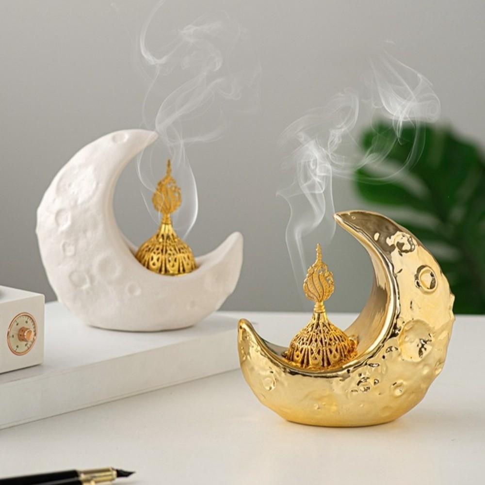 Ceramic Moon-Shaped Incense Burner Light Luxury Sandalwood Incense Burner  Gift Giving