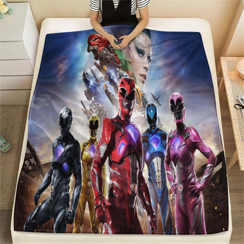 1 Stück Power Rangers Aufdruck Flanelldecke, Hohe Qualität, Bequem für alle Jahreszeiten, Heimdekoration, Wärme und Komfort, Perfekt für Geschenke