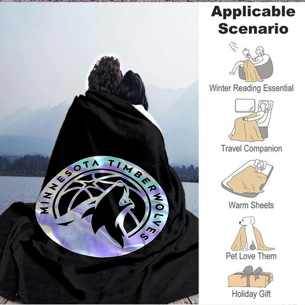 1Pc Minnesota Timberwolves Emblem Blanket Soft And Comfortable Casual Warm Camping Travel Christmas Halloween Xmas Gift M92444