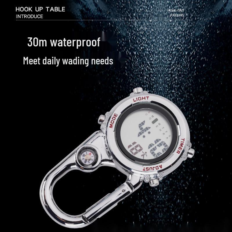 Multi-Function Outdoor Mountaineering Buckle Watch with Luminous Display and Alarm Clock