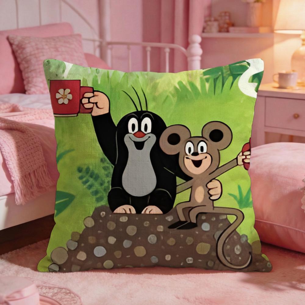 TThe Little MoleS Anime Cushion Cover Premium Comfort Reversible Pillow Cove Two In One Design For Any Room Car Interior