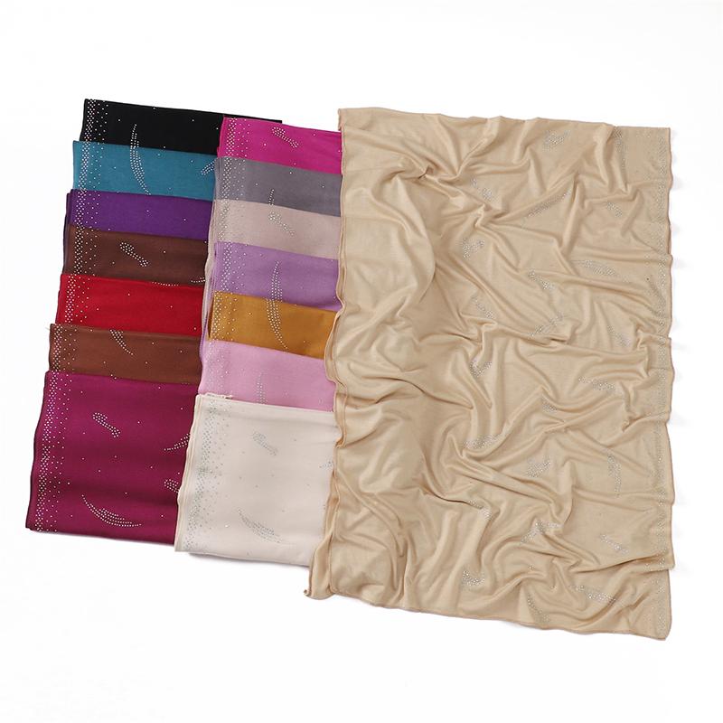 Muslim Solid Jersey Hijab Scarf for Women Cotton Square Head Wrap Scarves Jersey Hijabs Islamic Turban Headband Shawl Scarves