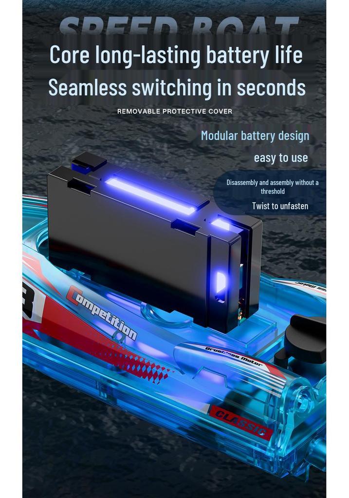 Brushless Dual-Motor RC Boat with Colorful Lights: Collision-Proof, Waterproof, Anti-Tangle Design