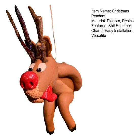 Christmas Pendant Shit Reindeer Decoration Christmas Theme Pattern Design Resin Pendant Home Party Holiday Decor DIY Gift