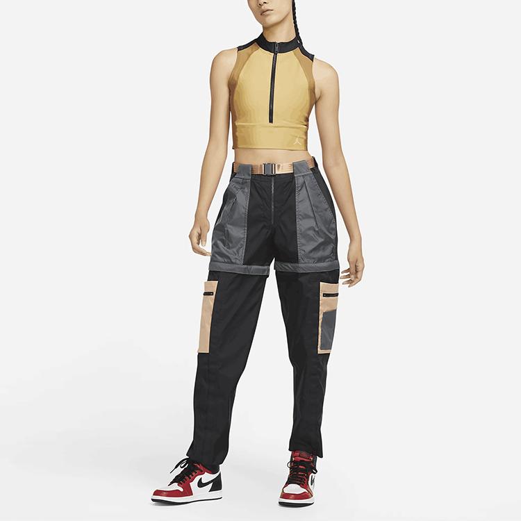 Jordan Spliced Contrast Multi-Pocket Removable Casual Pants Women Bottoms Black DD7098-010