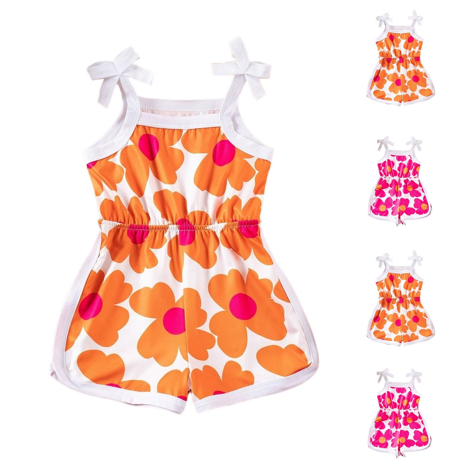 

Girls Strappy Romper - Sleeveless Shorts Jumpsuit 90 рожевий