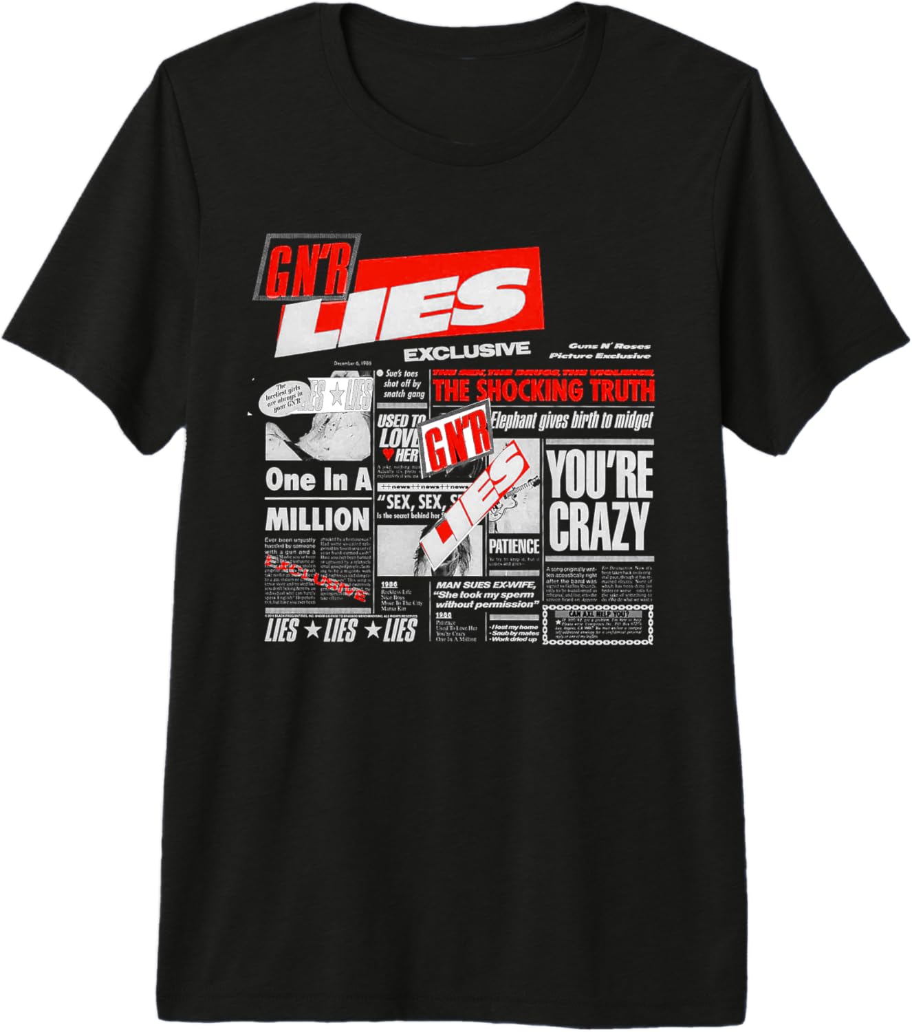 Guns N Roses Lies Lies Lies Newspaper T-Shirt Premium Tri-blend T-Shirt XXXL