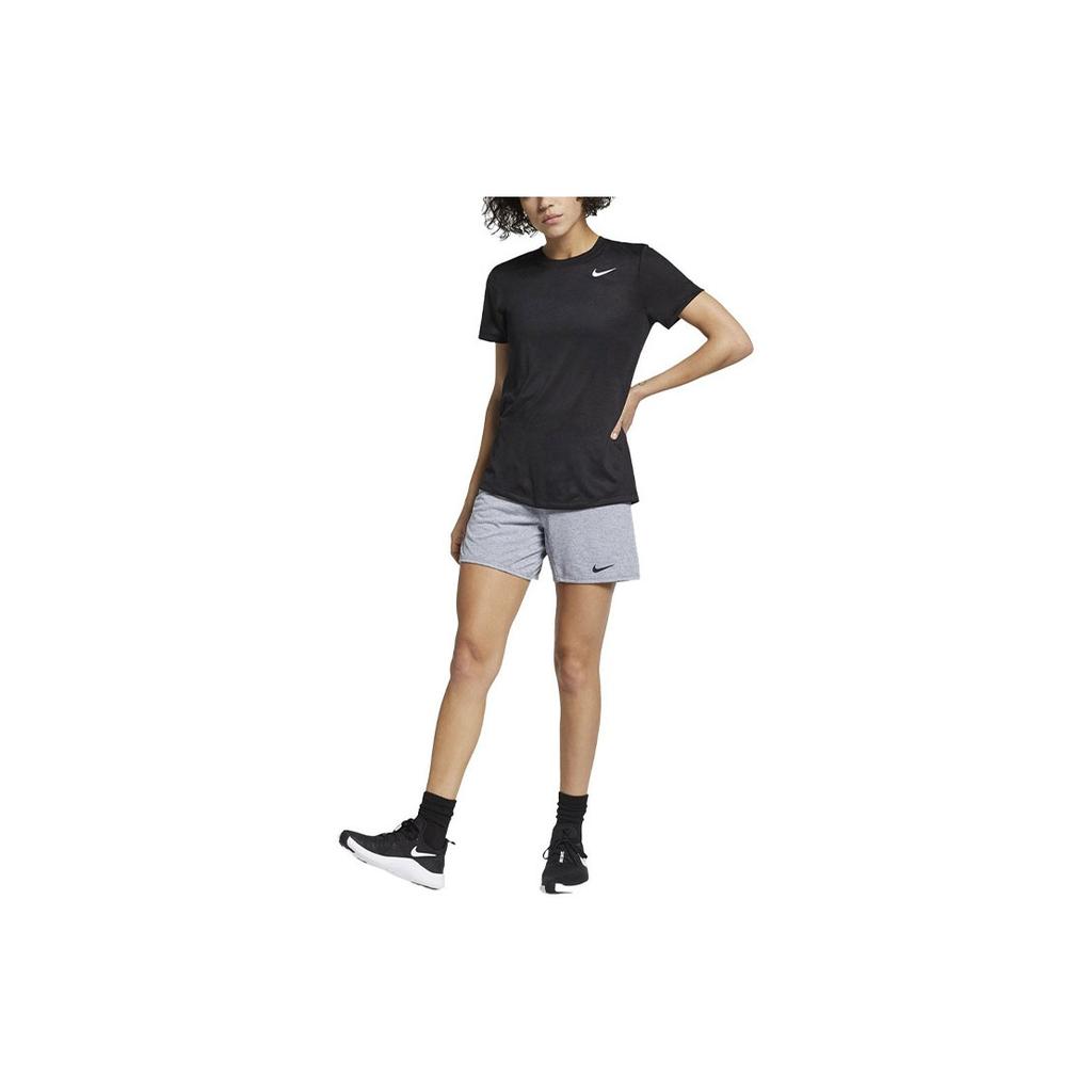Nike Schnelltrocknendes Logo Rundhals-Pullover Kurzarm-T-Shirt Damen Tops Schwarz AQ3210-010